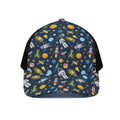 Pixel Space Pattern Print Black Mesh Trucker Hat