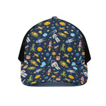 Pixel Space Pattern Print Black Mesh Trucker Cap