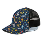 Pixel Space Pattern Print Black Mesh Trucker Cap