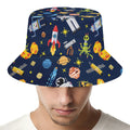 Pixel Space Pattern Print Bucket Hat