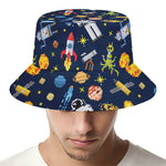 Pixel Space Pattern Print Bucket Hat