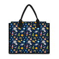Pixel Space Pattern Print Canvas Tote Bag