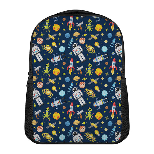 Pixel Space Pattern Print Casual Backpack