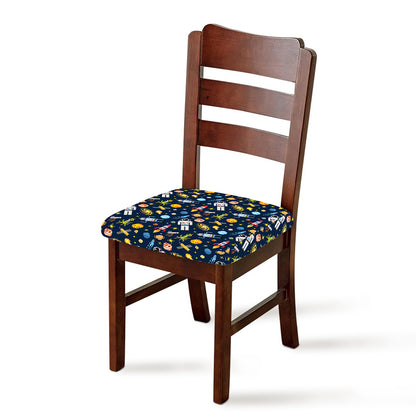 Pixel Space Pattern Print Chair Cushion Cover