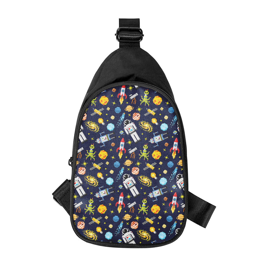 Pixel Space Pattern Print Chest Bag