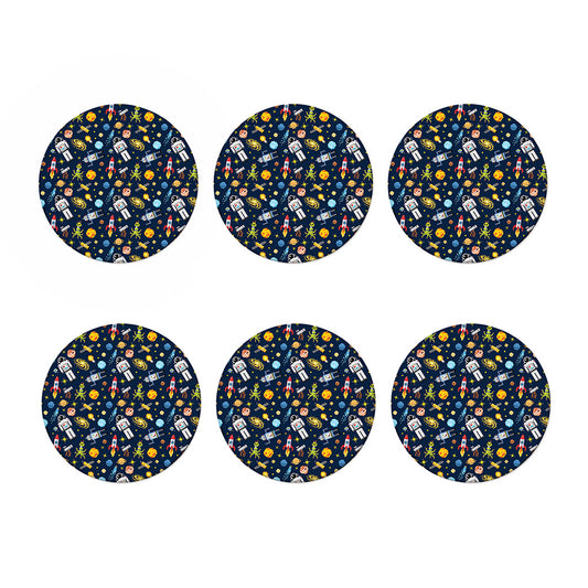 Pixel Space Pattern Print Coaster Set