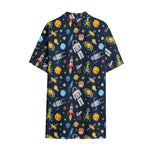 Pixel Space Pattern Print Cotton Hawaiian Shirt