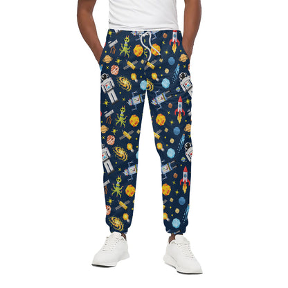Pixel Space Pattern Print Cotton Pants