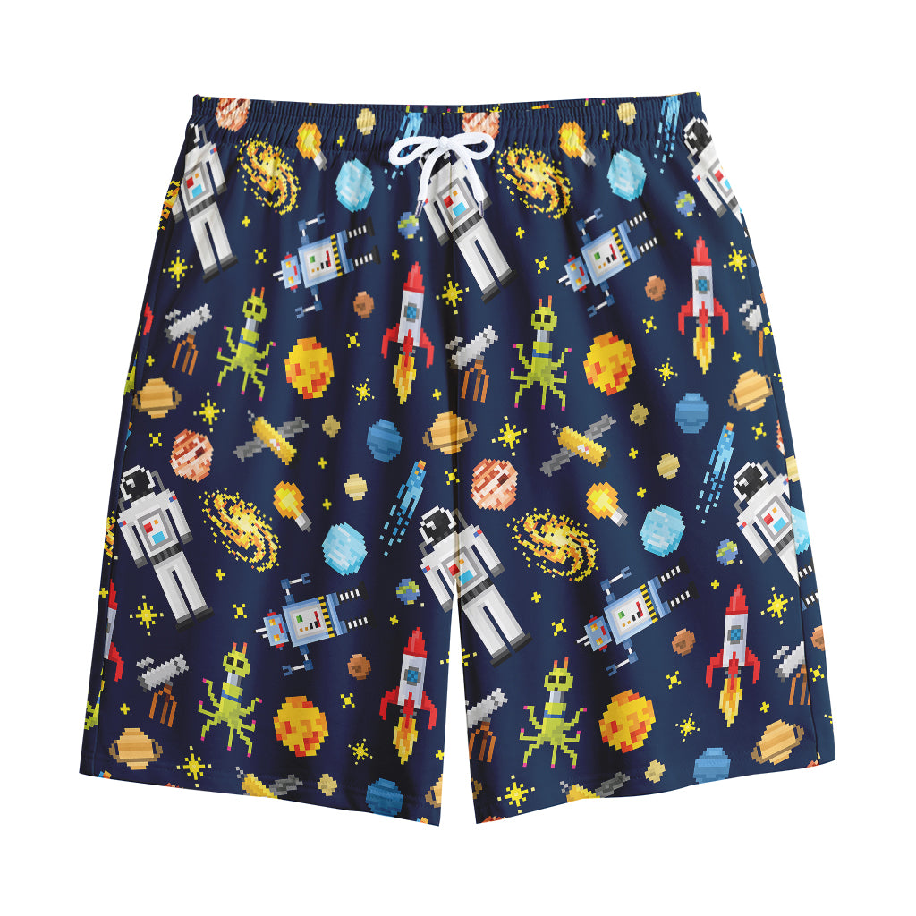 Pixel Space Pattern Print Cotton Shorts