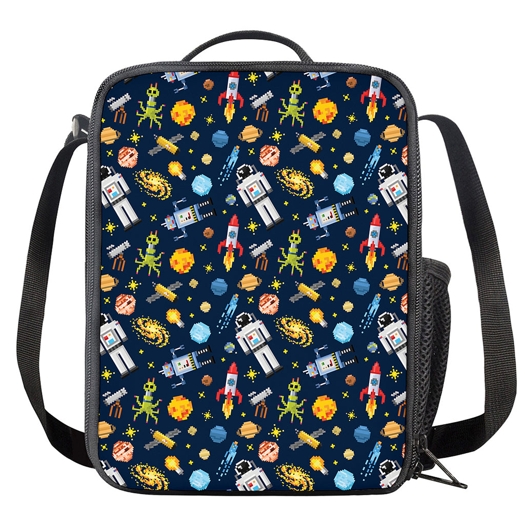 Pixel Space Pattern Print Crossbody Lunch Bag