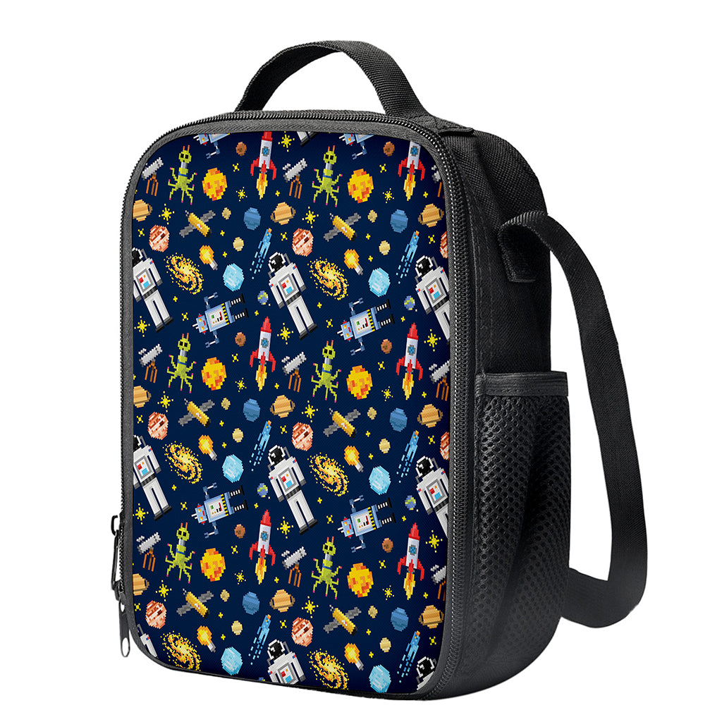 Pixel Space Pattern Print Crossbody Lunch Bag