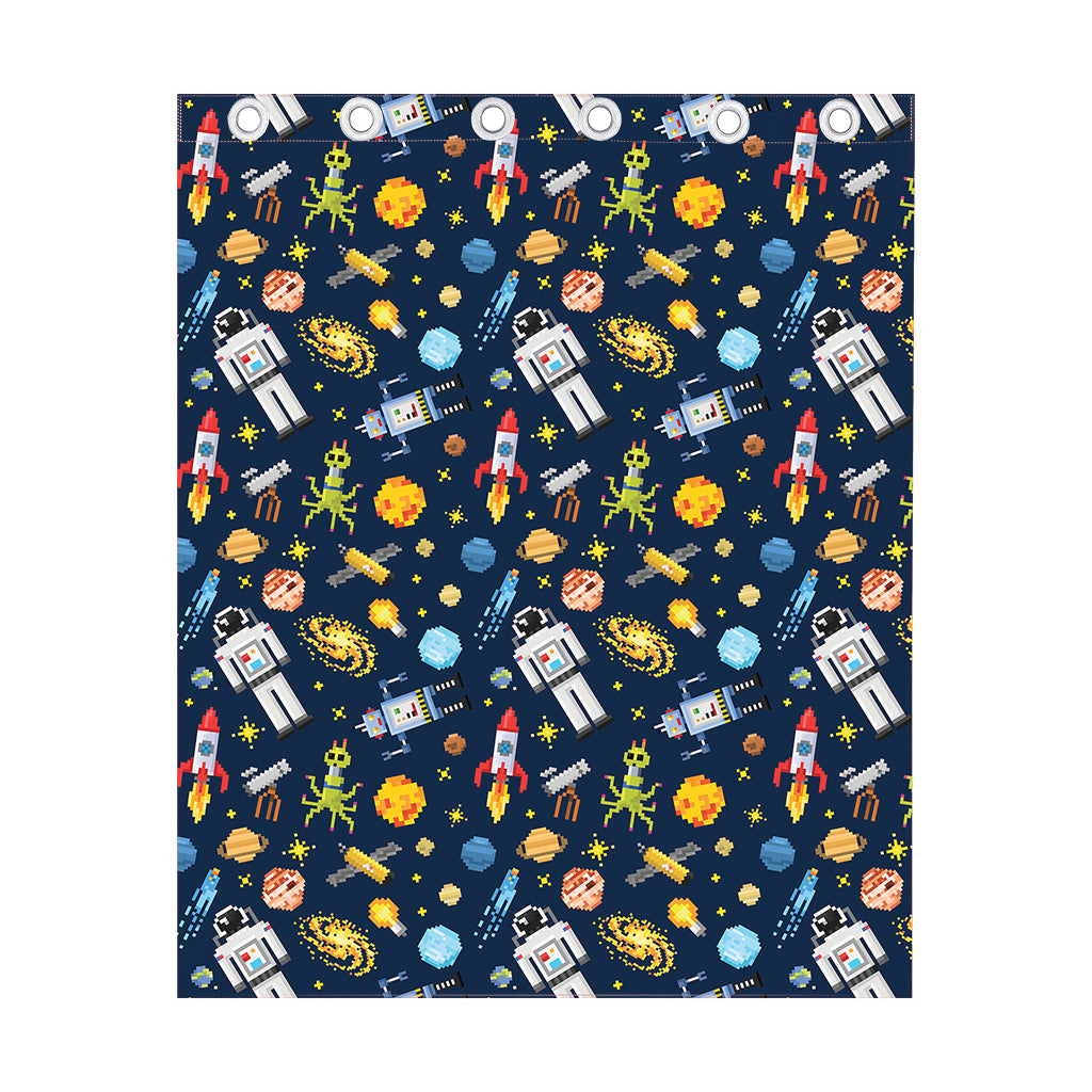 Pixel Space Pattern Print Curtain
