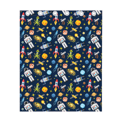 Pixel Space Pattern Print Curtain