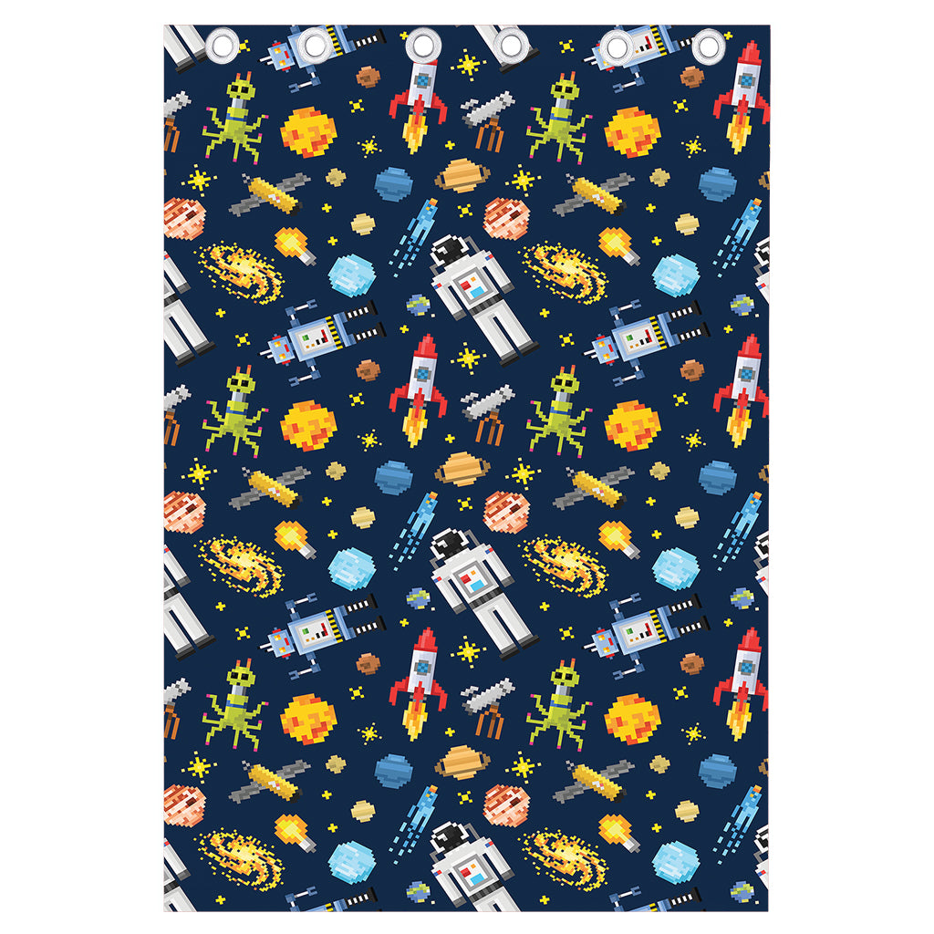 Pixel Space Pattern Print Curtain