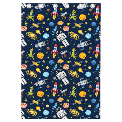 Pixel Space Pattern Print Curtain