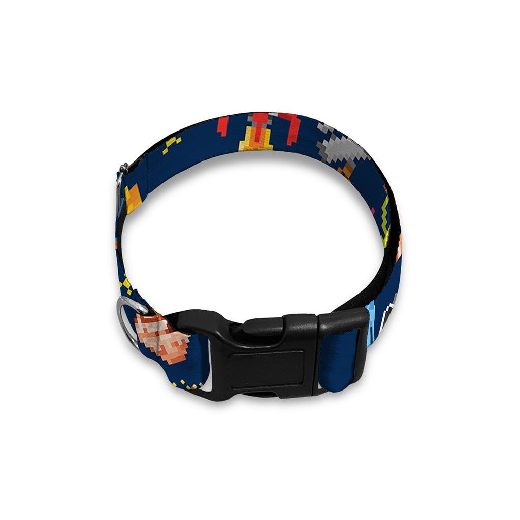 Pixel Space Pattern Print Dog Collar