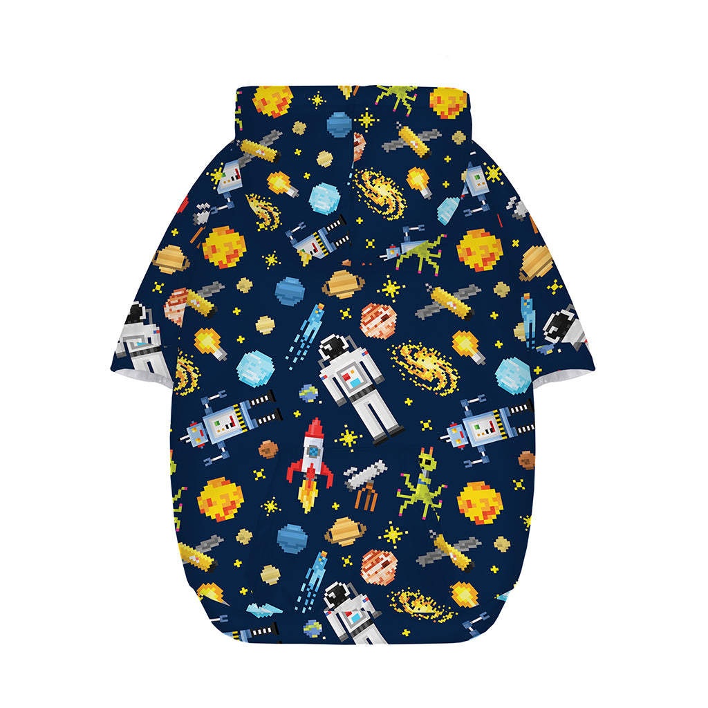 Pixel Space Pattern Print Dog Zip Up Hoodie