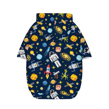 Pixel Space Pattern Print Dog Zip Up Hoodie