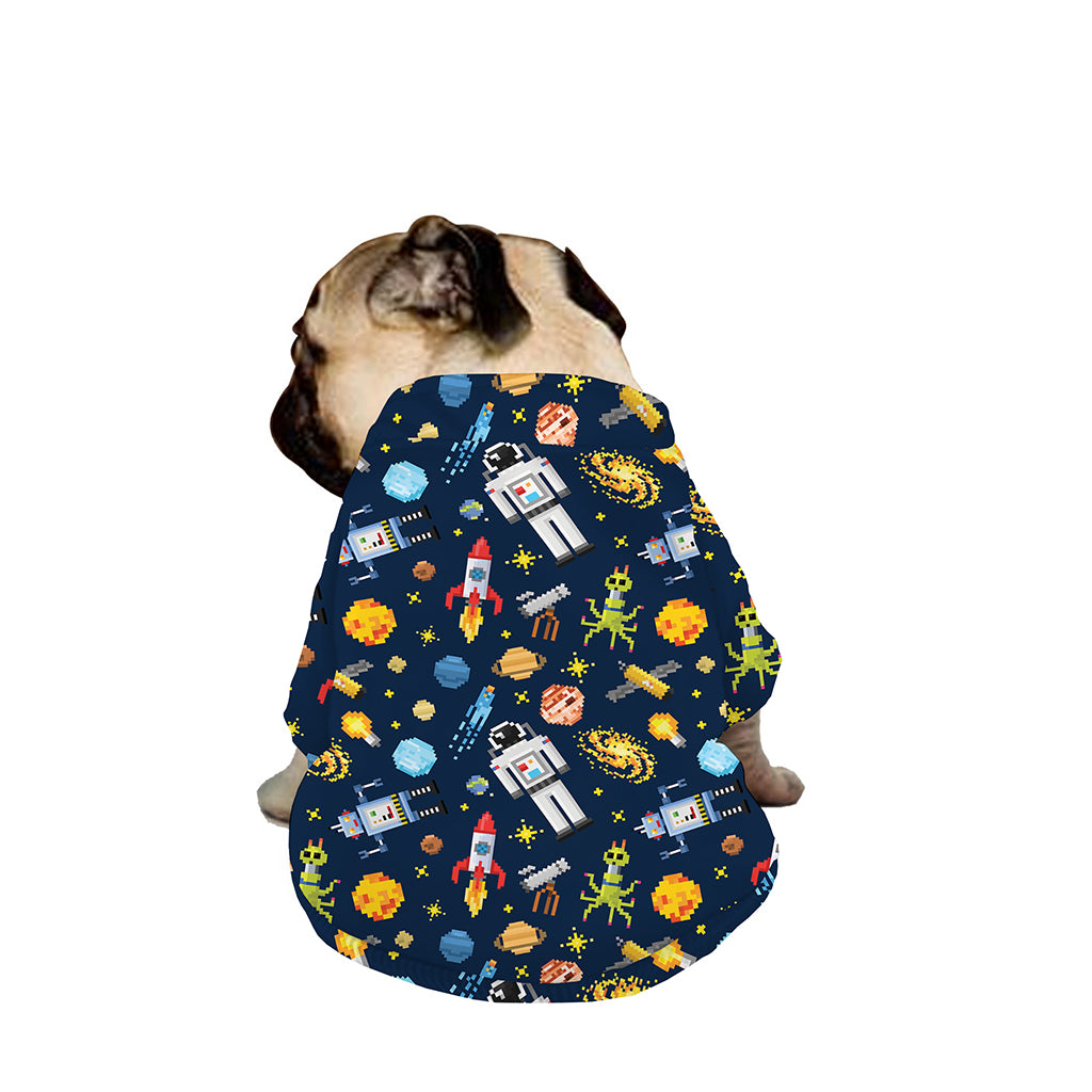 Pixel Space Pattern Print Dog Zip Up Jacket