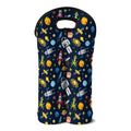 Pixel Space Pattern Print Double Neoprene Wine Tote