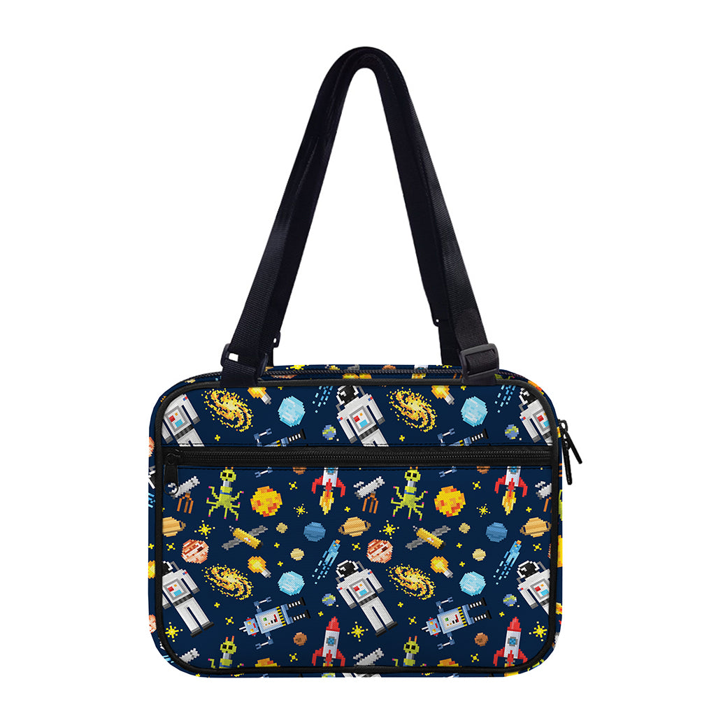 Pixel Space Pattern Print Double Strap Bible Bag
