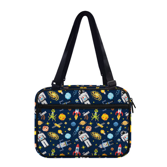 Pixel Space Pattern Print Double Strap Bible Bag