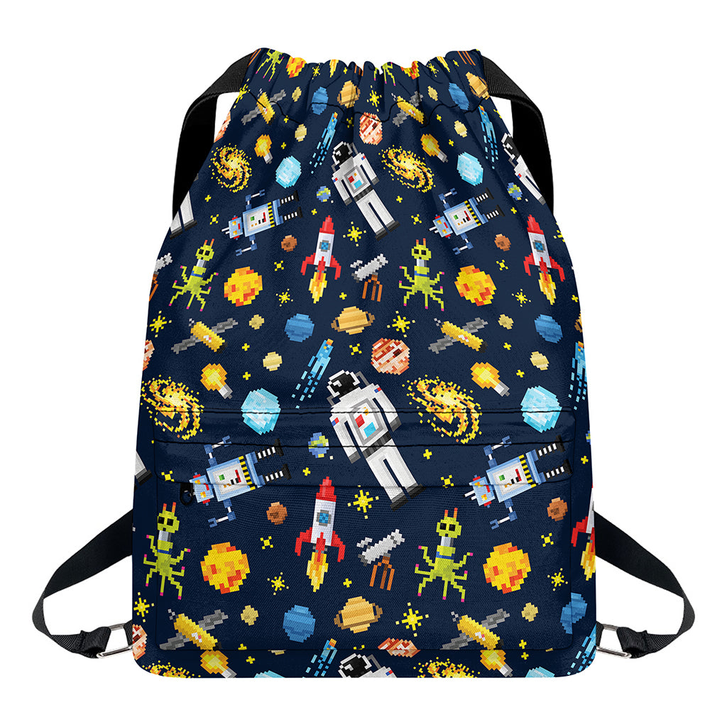 Pixel Space Pattern Print Drawstring Backpack