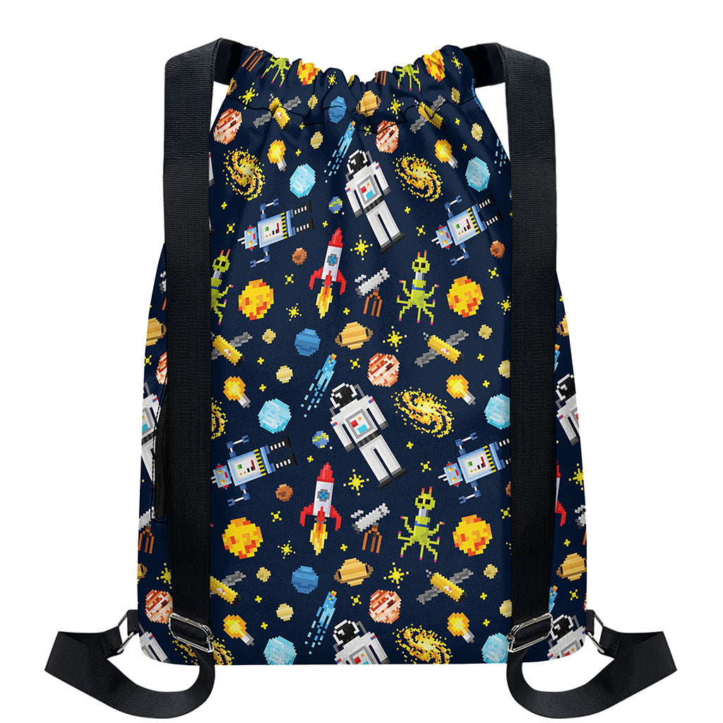 Pixel Space Pattern Print Drawstring Backpack