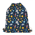 Pixel Space Pattern Print Drawstring Bag