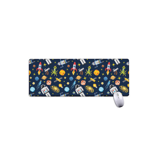 Pixel Space Pattern Print Extended Mouse Pad