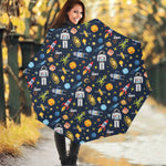 Pixel Space Pattern Print Foldable Umbrella