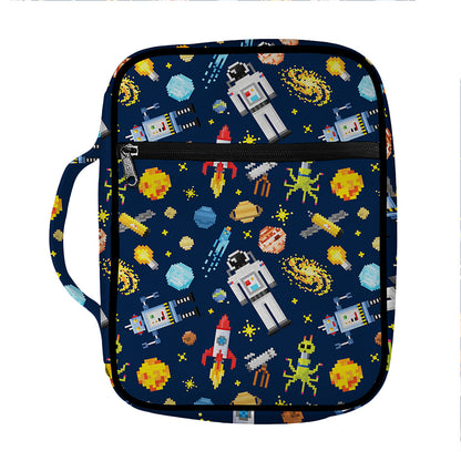 Pixel Space Pattern Print Front Pocket Bible Bag