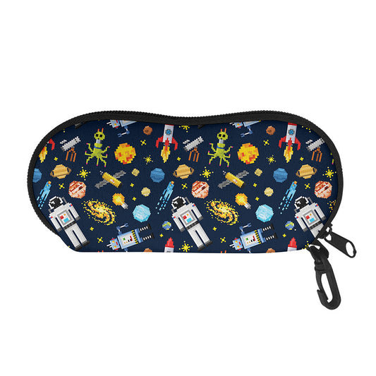 Pixel Space Pattern Print Glasses Case