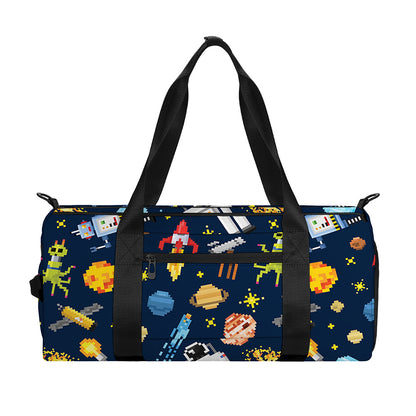 Pixel Space Pattern Print Gym Bag