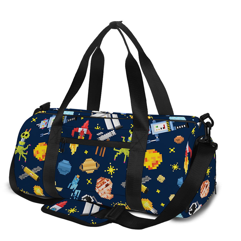 Pixel Space Pattern Print Gym Bag