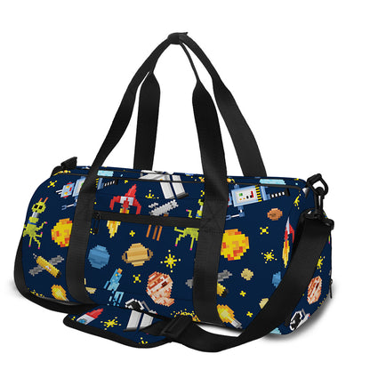 Pixel Space Pattern Print Gym Bag