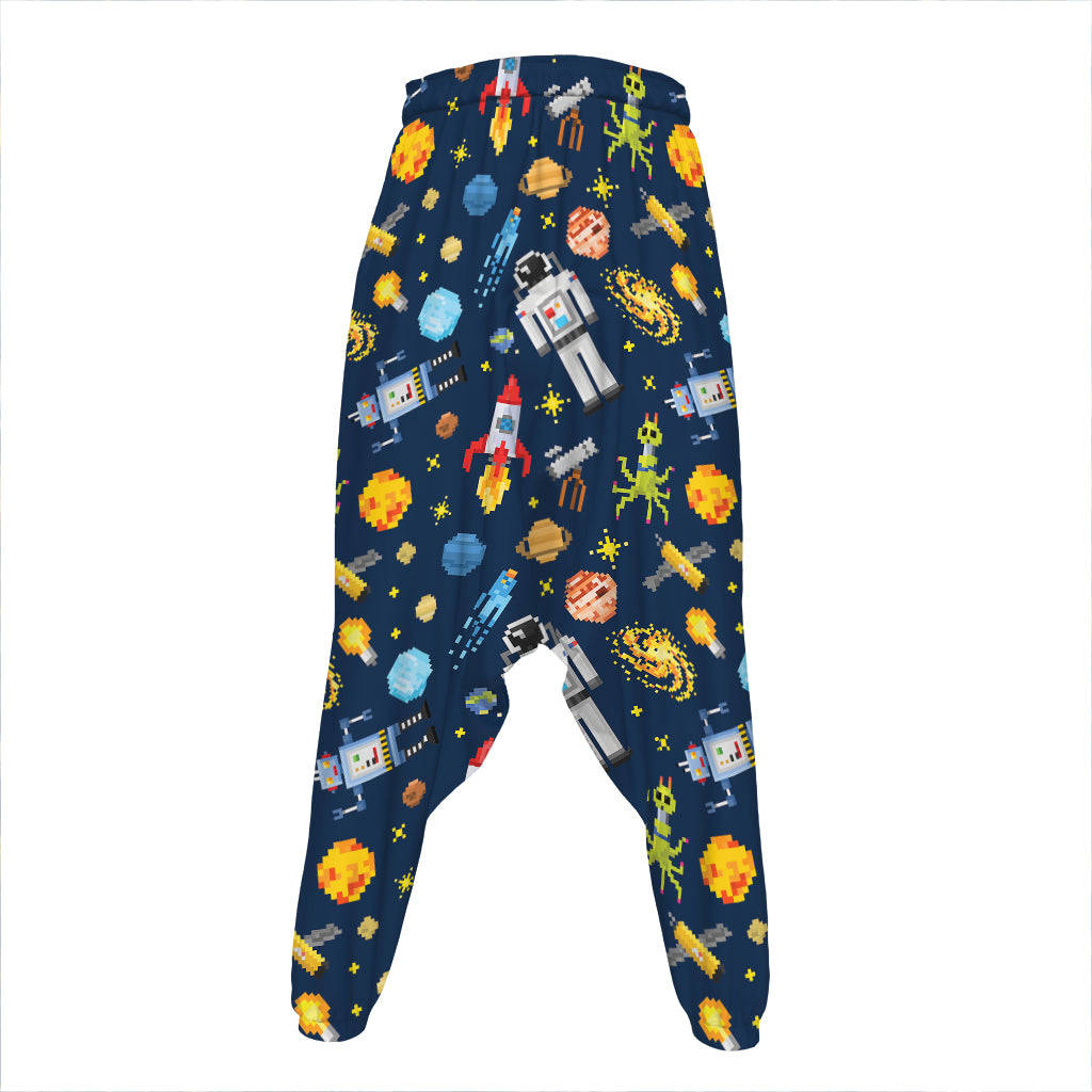 Pixel Space Pattern Print Hammer Pants