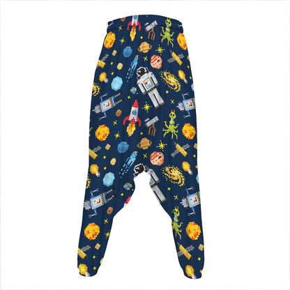 Pixel Space Pattern Print Hammer Pants