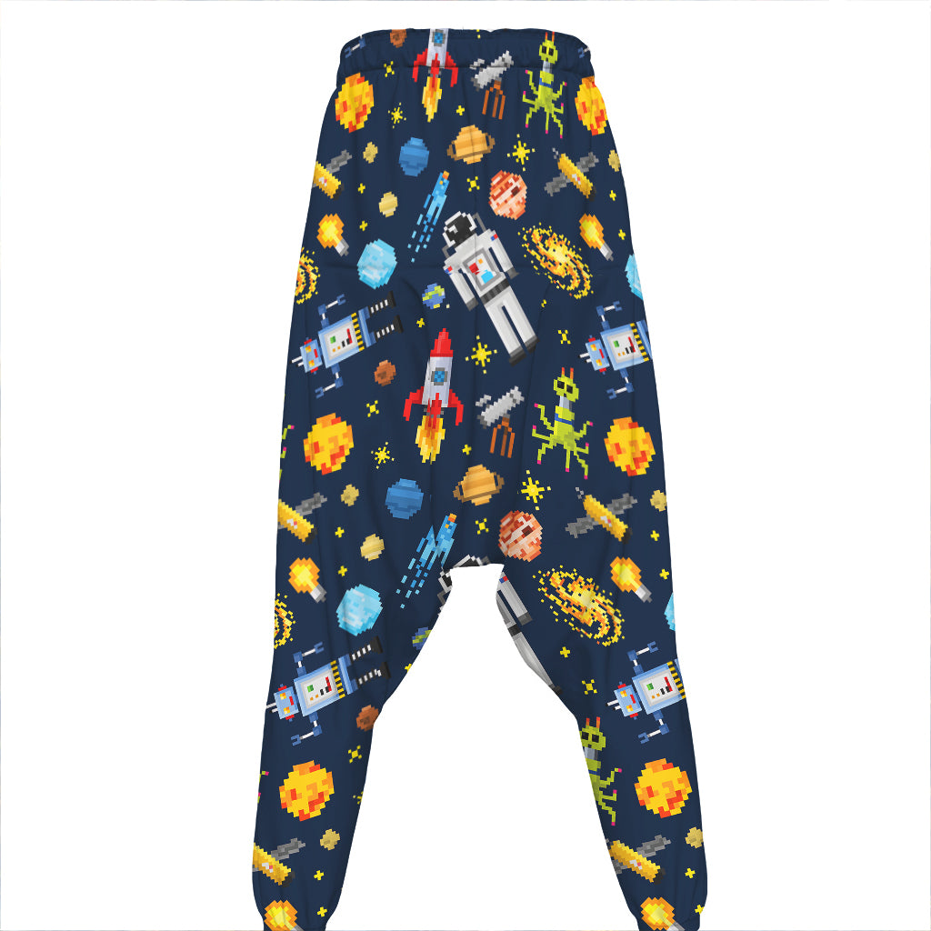 Pixel Space Pattern Print Hammer Pants