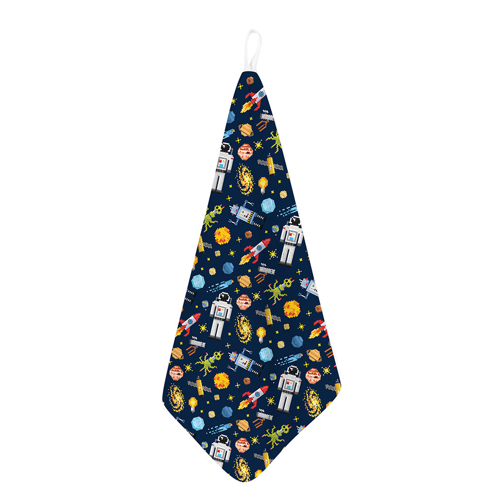 Pixel Space Pattern Print Hand Towel