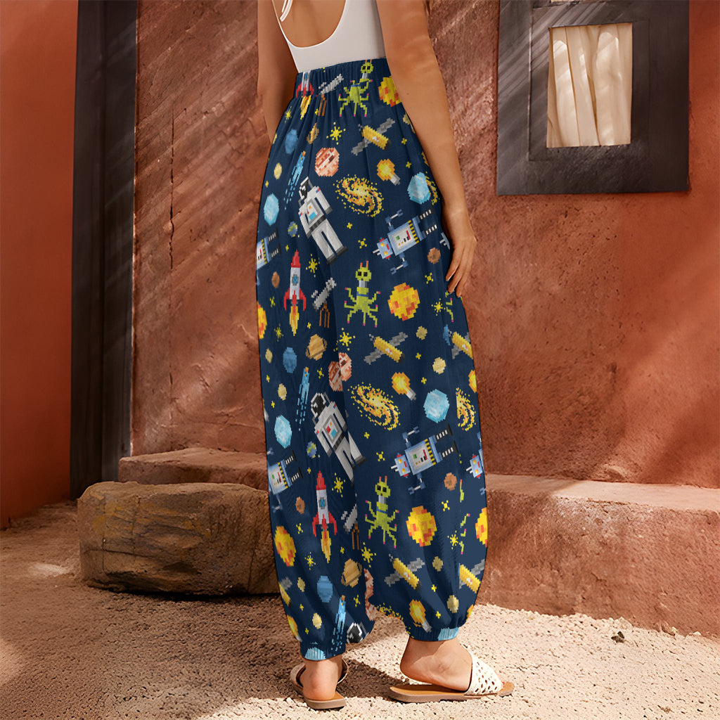 Pixel Space Pattern Print Harem Pants