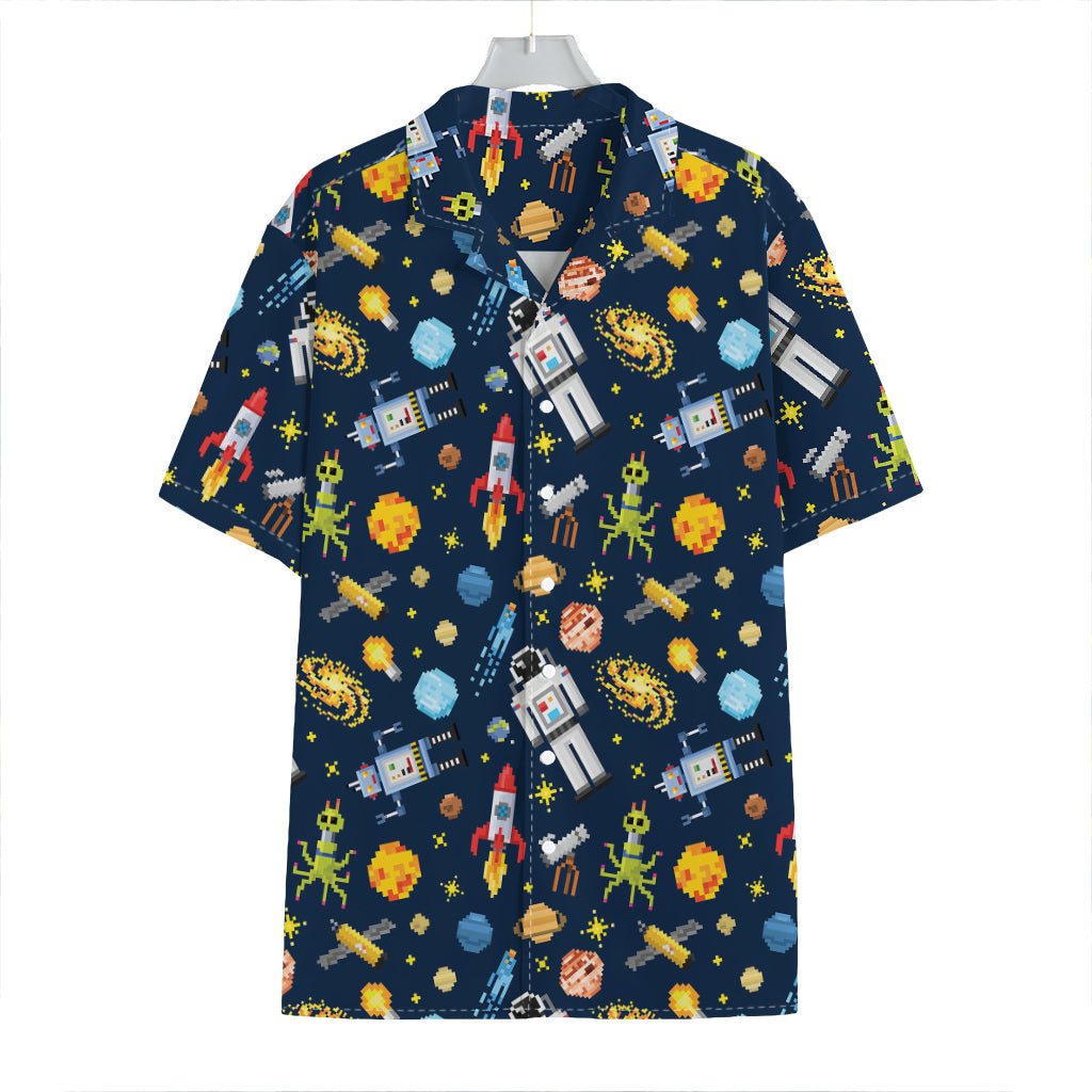 Pixel Space Pattern Print Hawaiian Shirt