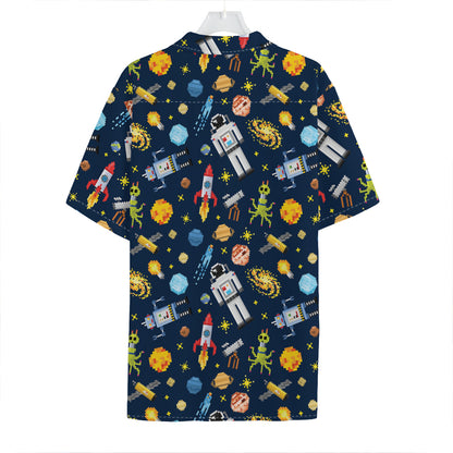 Pixel Space Pattern Print Hawaiian Shirt