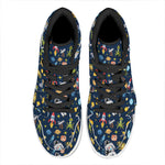 Pixel Space Pattern Print High Top Leather Sneakers