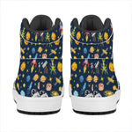 Pixel Space Pattern Print High Top Leather Sneakers