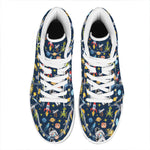 Pixel Space Pattern Print High Top Leather Sneakers