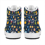 Pixel Space Pattern Print High Top Leather Sneakers