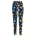 Pixel Space Pattern Print High-Waisted Pocket Leggings