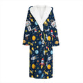 Pixel Space Pattern Print Hooded Bathrobe