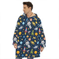 Pixel Space Pattern Print Hoodie Blanket